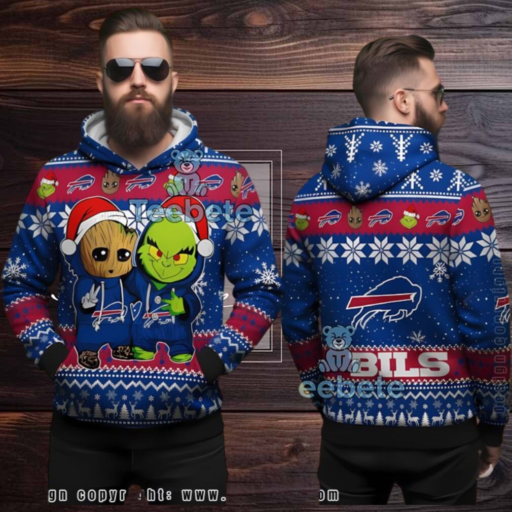 Buffalo Bills Baby Groot Grinch Ugly Christmas 3D Hoodie Buffalo Bills Baby Groot Grinch Ugly Christmas 3D Hoodie