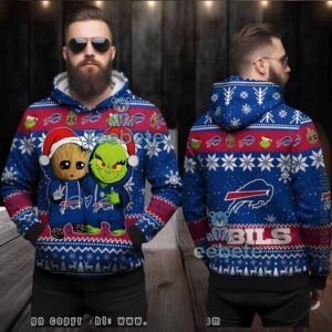 Buffalo Bills Baby Groot Grinch Ugly Christmas 3D Hoodie