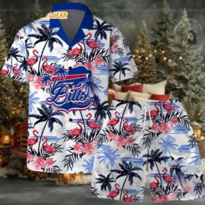 Buffalo Bills Football Team Logo Pattern Flamingo Hibiscus Summer Hawaiian Shirt And Beach Short Buffalo Bills Football Team Logo Pattern Flamingo Hibiscus Summer Hawaiian Shirt And Beach Short