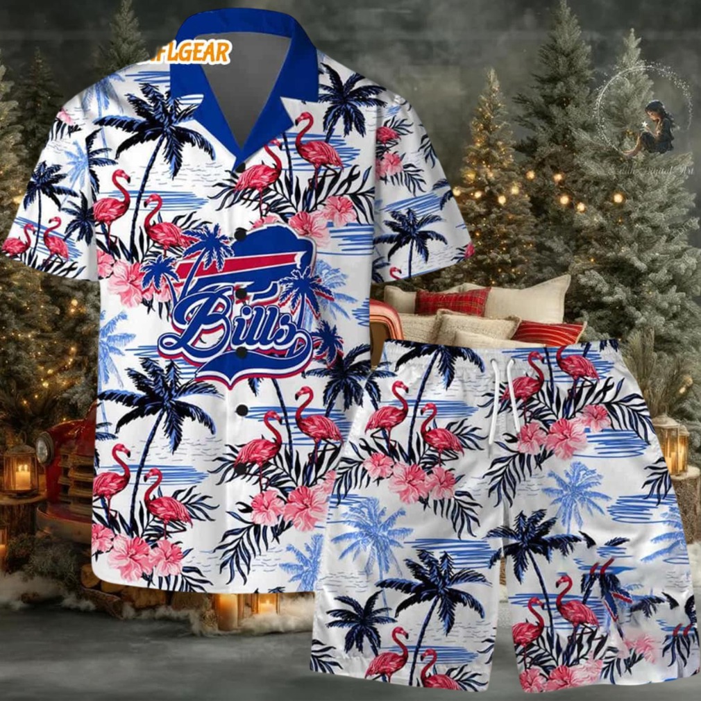 Buffalo Bills Football Team Logo Pattern Flamingo Hibiscus Summer Hawaiian Shirt And Beach Short Buffalo Bills Football Team Logo Pattern Flamingo Hibiscus Summer Hawaiian Shirt And Beach Short