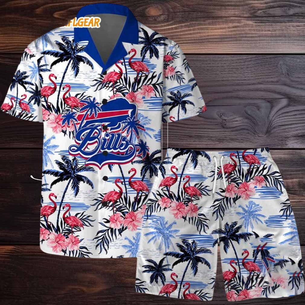 Buffalo Bills Football Team Logo Pattern Flamingo Hibiscus Summer Hawaiian Shirt And Beach Short Buffalo Bills Football Team Logo Pattern Flamingo Hibiscus Summer Hawaiian Shirt And Beach Short