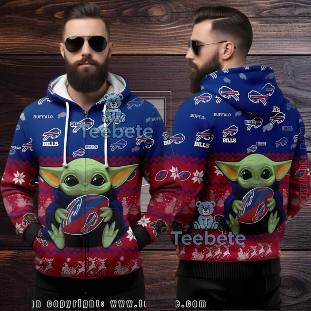 Buffalo Bills Grogu Baby Yoda Ugly Christmas 3D Hoodie Blue Buffalo Bills Grogu Baby Yoda Ugly Christmas 3D Hoodie Blue