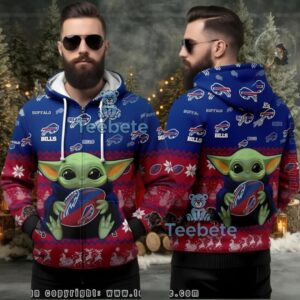 Buffalo Bills Grogu Baby Yoda Ugly Christmas 3D Hoodie Blue