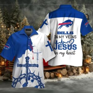 Buffalo Bills In My Veins Jesus Im My Heart Hawaiian Shirt