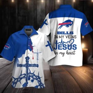 Buffalo Bills In My Veins Jesus Im My Heart Hawaiian Shirt