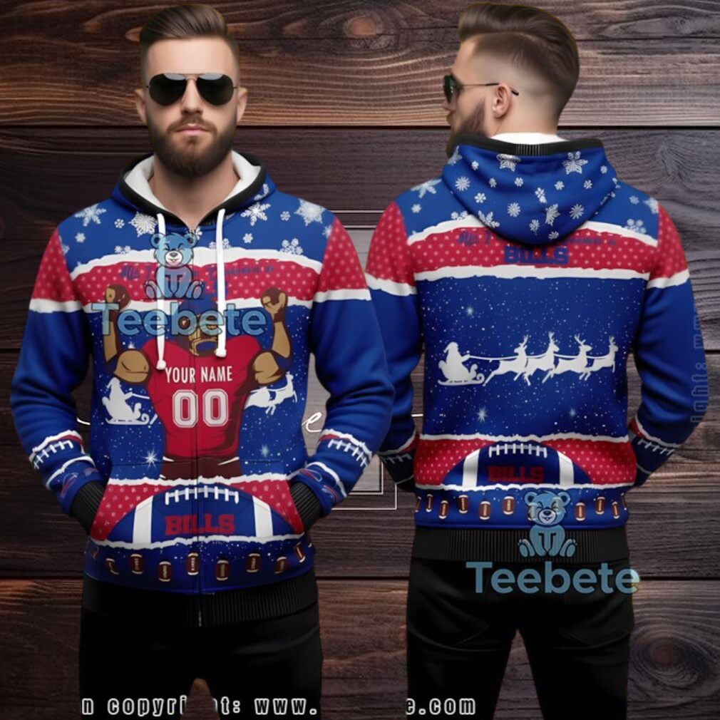 Buffalo Bills Personalized Player Ugly Christmas 3D Hoodie Blue Buffalo Bills Personalized Player Ugly Christmas 3D Hoodie Blue