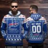 Buffalo Bills Receiver Gloves Ugly Christmas 3D Hoodie Orange White Buffalo Bills Receiver Gloves Ugly Christmas 3D Hoodie Orange White