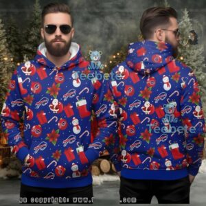 Buffalo Bills Santa Snowman Pattern Ugly Christmas 3D Hoodie