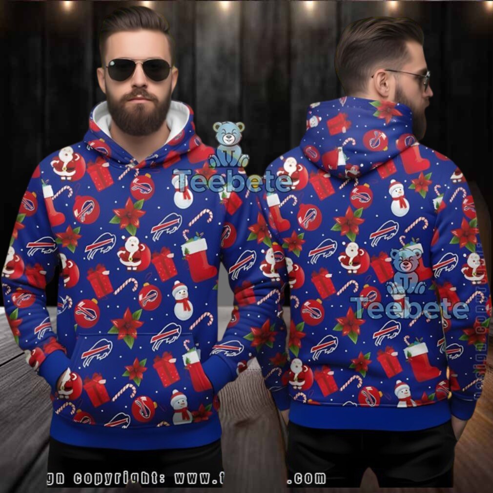 Buffalo Bills Santa Snowman Pattern Ugly Christmas 3D Hoodie Buffalo Bills Santa Snowman Pattern Ugly Christmas 3D Hoodie