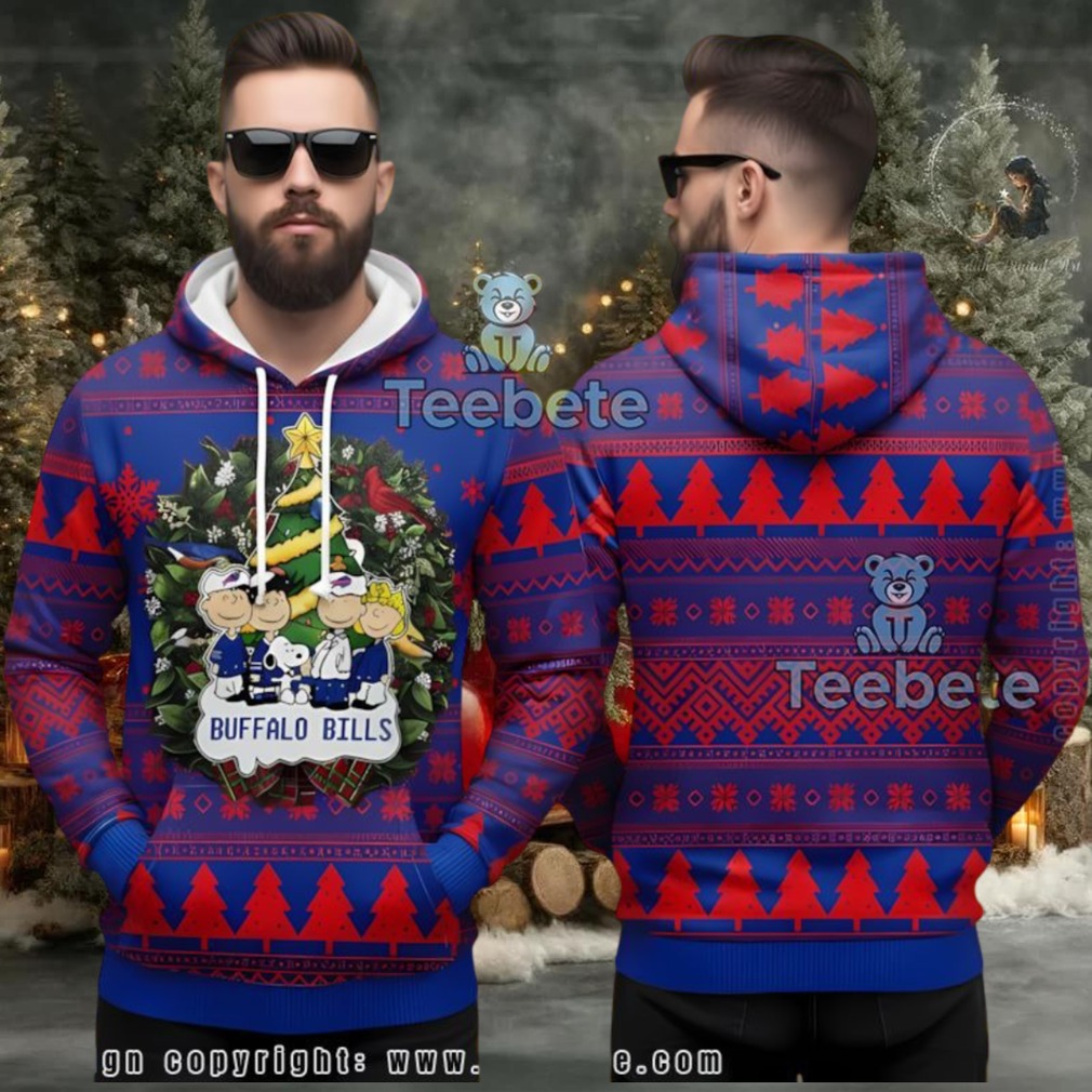 Buffalo Bills Snoopy Charlie Brown Ugly Christmas 3D Hoodie Blue Red Buffalo Bills Snoopy Charlie Brown Ugly Christmas 3D Hoodie Blue Red