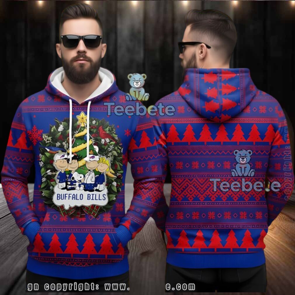 Buffalo Bills Snoopy Charlie Brown Ugly Christmas 3D Hoodie Blue Red Buffalo Bills Snoopy Charlie Brown Ugly Christmas 3D Hoodie Blue Red