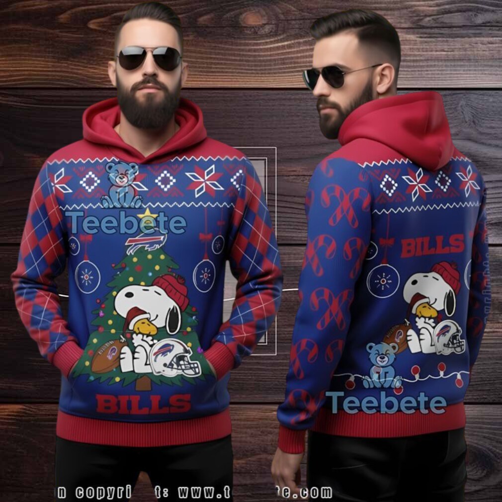 Buffalo Bills Snoopy Christmas Tree Ugly 3D Hoodie Blue Red Buffalo Bills Snoopy Christmas Tree Ugly 3D Hoodie Blue Red