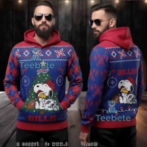 Buffalo Bills Snoopy Christmas Tree Ugly 3D Hoodie Blue Red