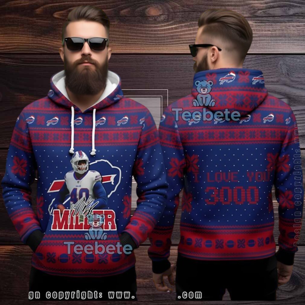 Buffalo Bills Von Miller Signature Ugly 3D Hoodie Christmas Gift Buffalo Bills Von Miller Signature Ugly 3D Hoodie Christmas Gift