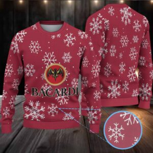 Burgundy All Over Snowflake Bacardi Ugly Christmas Sweater (1)