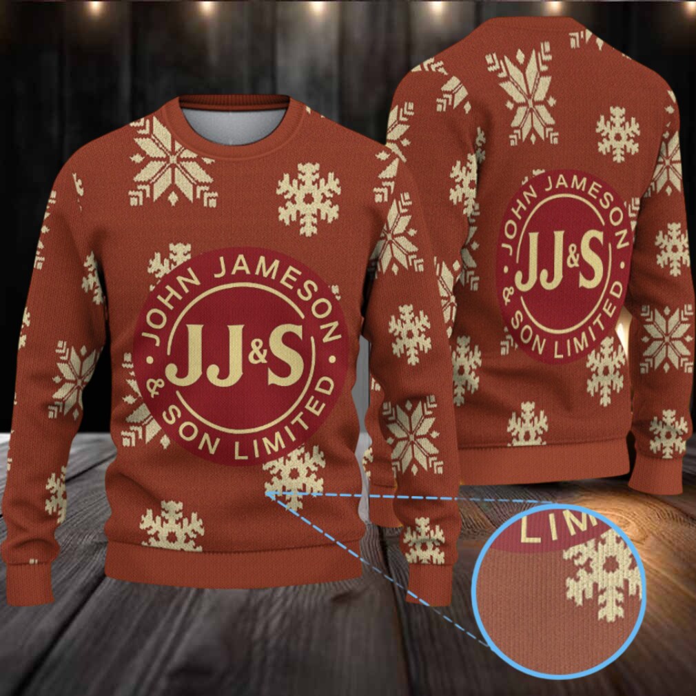 Burnt Orange Jameson Whiskey JJ&S Logo Snowflake Christmas Ugly Sweater Burnt Orange Jameson Whiskey JJ&S Logo Snowflake Christmas Ugly Sweater