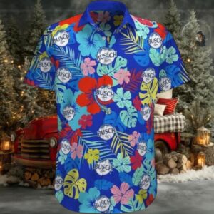 Busch Latte Hibiscus Hawaiian Shirt