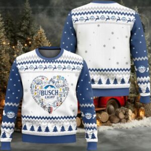 Busch Light Heart Ugly Christmas Sweater