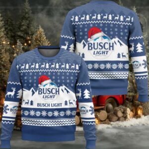 Busch Light Santa Hat Ugly Christmas Sweater