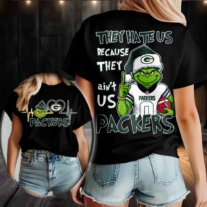 Green Bay Packers Grinch Santa They Hate Us Because They Ain’t Us Merry Christmas Shirt