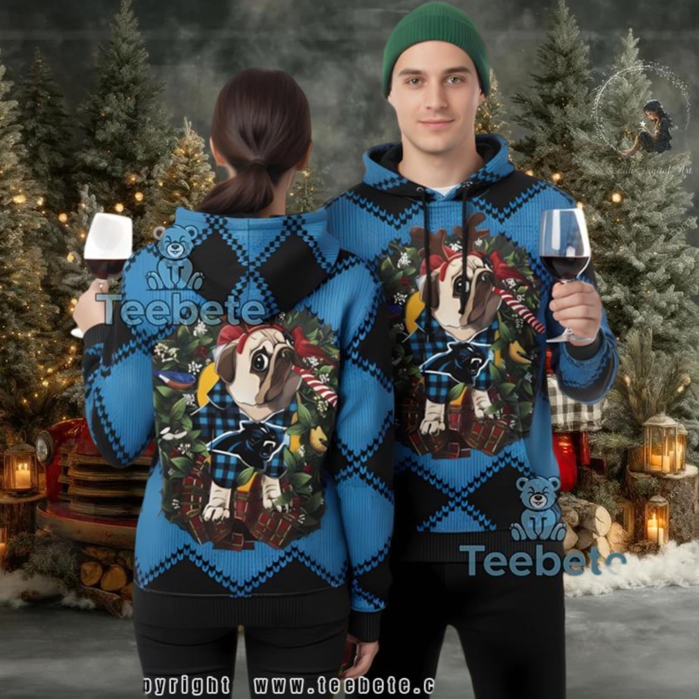 Carolina Panthers Pug Dog 3D Ugly Hoodie Print Carolina Panthers Pug Dog 3D Ugly Hoodie Print