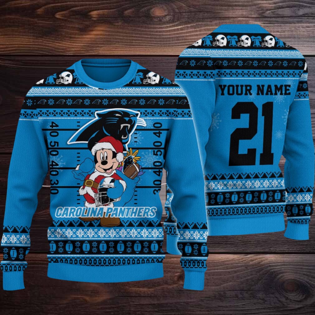 Carolina Panthers Mickey Mouse Santa Ugly Christmas Sweater