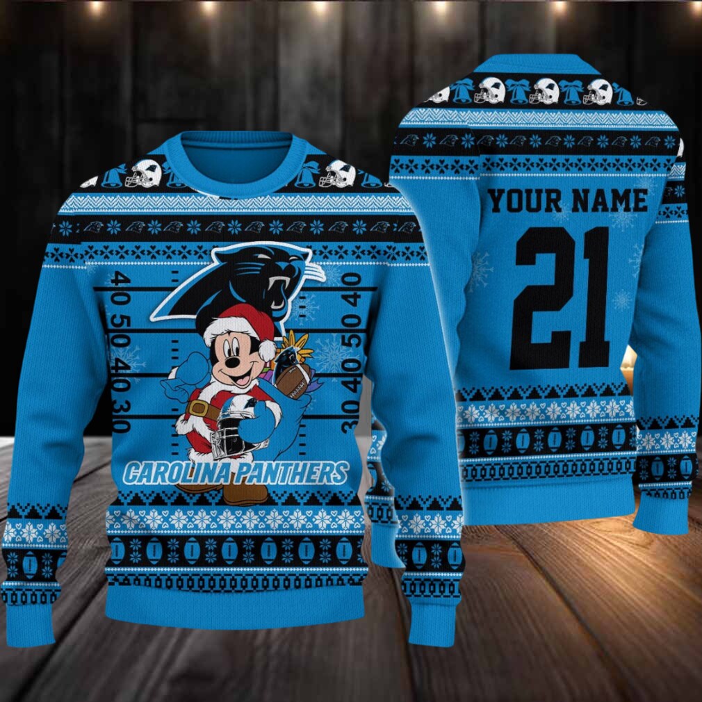 Carolina Panthers Mickey Mouse Santa Ugly Christmas Sweater Carolina Panthers Mickey Mouse Santa Ugly Christmas Sweater