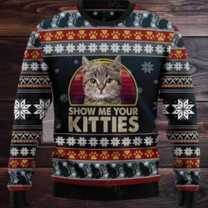 Cat Show Me Your Kitties Ugly Christmas Sweater