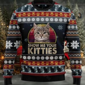 Cat Show Me Your Kitties Ugly Christmas Sweater