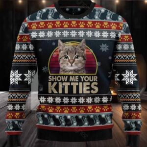 Cat Show Me Your Kitties Ugly Christmas Sweater