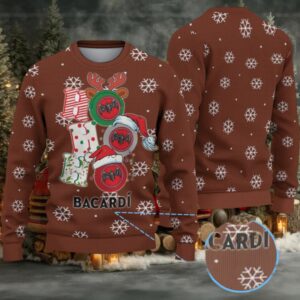 Chestnut Brown All Over Snowflake Bacardi Ugly Christmas Sweater