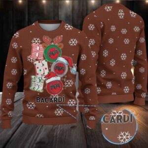 Chestnut Brown All Over Snowflake Bacardi Ugly Christmas Sweater