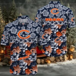 Chicago Bears Floral 3D Hibicus Aloha Hawaiian Shirt