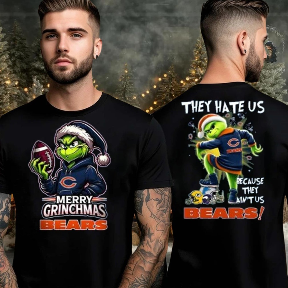 Chicago Bears Grinch Merry Christmas Grinchmas 2025 Personalized Football Logo Two Sided Shirt Chicago Bears Grinch Merry Christmas Grinchmas 2025 Personalized Football Logo Two Sided Shirt
