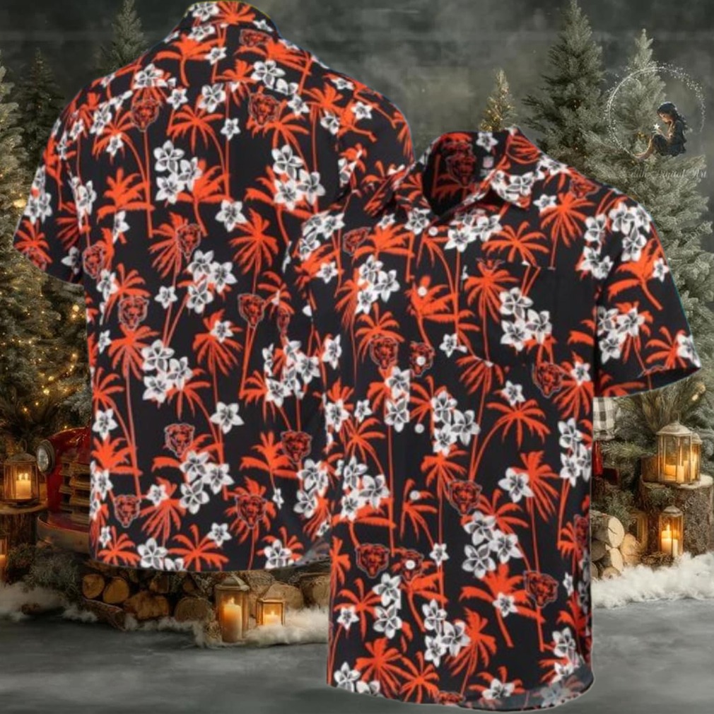 Chicago Bears Logo Tropical Palm And Floral Hawaiian Shirt Chicago Bears Logo Tropical Palm And Floral Hawaiian Shirt