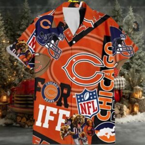 Chicago Bears NFL Feature Icons Vintage Style 80s Hawaiian Shirt