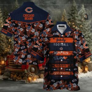 Chicago Bears NFL Flowers Seamless Quotes Hawaiian Shirt