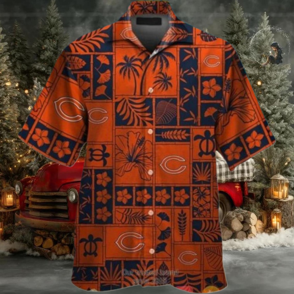 Chicago Bears NFL Hibicus Square Pattern Hawaiian Shirt Chicago Bears NFL Hibicus Square Pattern Hawaiian Shirt