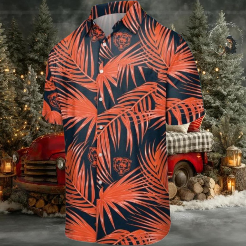 Chicago Bears NFL Palm Leaves Mens Hawaiian Button Up Shirt Chicago Bears NFL Palm Leaves Mens Hawaiian Button Up Shirt