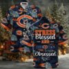 Chicago Bears NFL Bold Striped Team Logo Button Up Hawaiian Shirt Chicago Bears NFL Bold Striped Team Logo Button Up Hawaiian Shirt