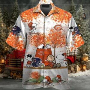 Chicago Bears Snoopy And Charlie Autumn Tropical Hawaiian Shirt