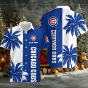 Chicago Cubs Palm Paradise White And Blue Hawaiian Shirt