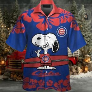 Chicago Cubs Snoopy Surf Wave Tropical Hawaiian Shirt