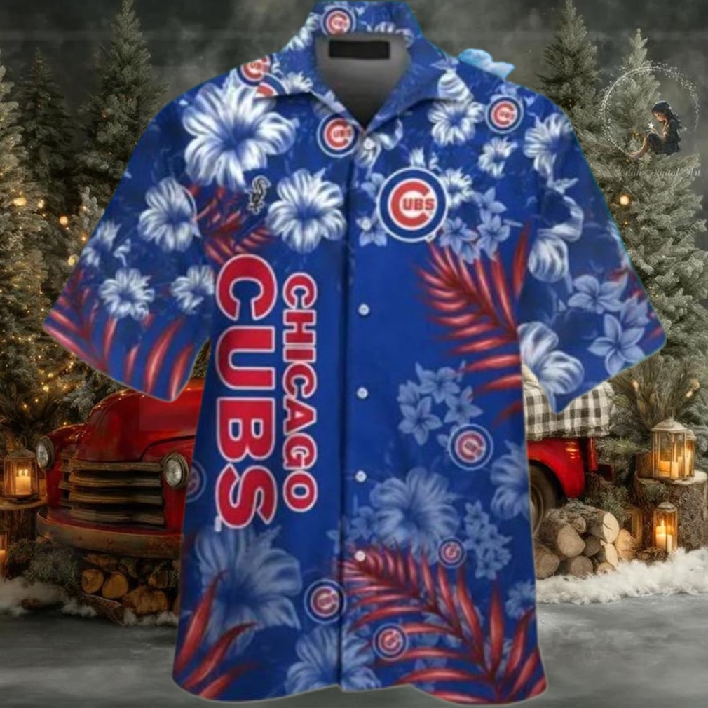 Chicago Cubs Summer Floral Half Tropical Hawaiian Shirt Chicago Cubs Summer Floral Half Tropical Hawaiian Shirt