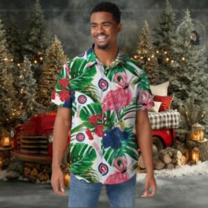 Chicago Cubs Tropical Summer Pink Flamingo Aloha Hawaiian Shirt