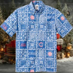 Chicago Cubs Vintage Square Pattern Aloha Hawaiian Shirt