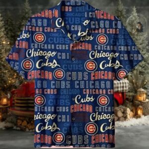 Chicago Cubs Vintage Text Printed Hawaiian Shirt
