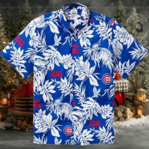 Chicago Cubs White Leaf Aloha Hawaiian Shirt