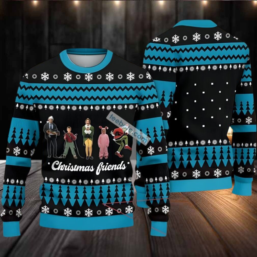Christmas Friends Elf Home Alone Grinch Ugly Christmas Sweater Blue Black Most Christmas Friends Elf Home Alone Grinch Ugly Christmas Sweater Blue Black Most