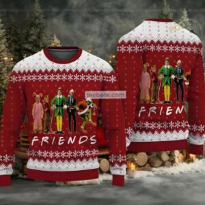 Christmas Friends Elf Home Alone Ugly Xmas Sweater Womens White Red